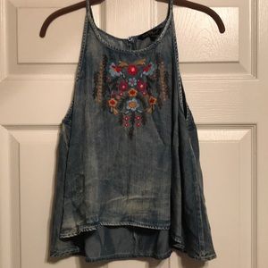 Velvet heart embroidered tencel tank